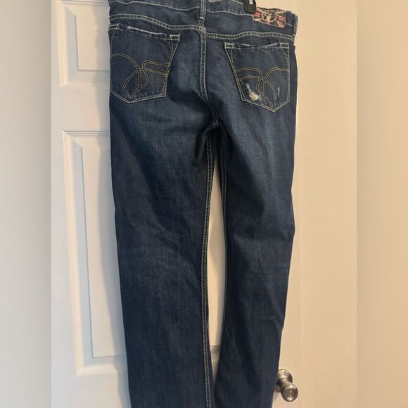 Monarchy Jeans Mens 38x32 Blue Denim Dark Wash Distressed Skater Grunge Y2K - Picture 2 of 5